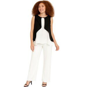 2/$30 ZARA Medium Basic Black & White Sleeveless Layered Blouse